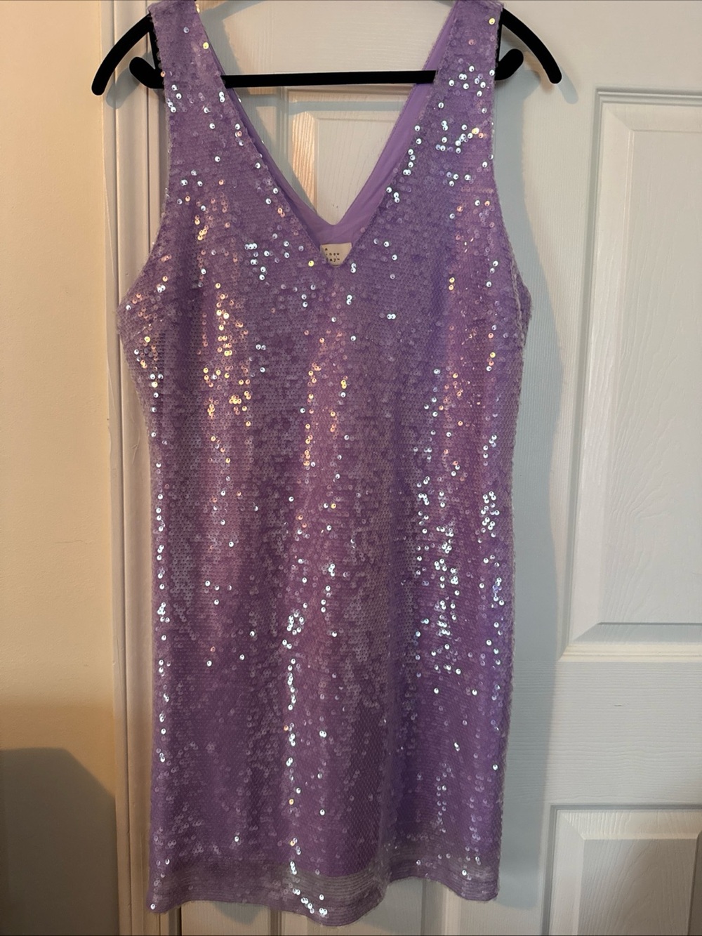 A New Day Lavender Purple Sequin V-Neck Party Dress Size M